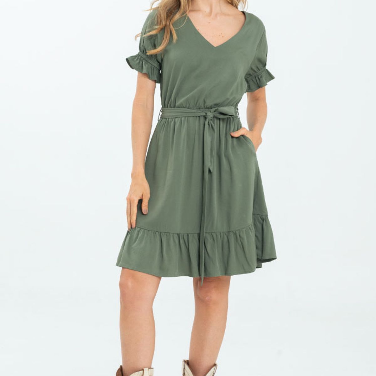 RAGGED - Vestido corto nholan Verde militar Ragged