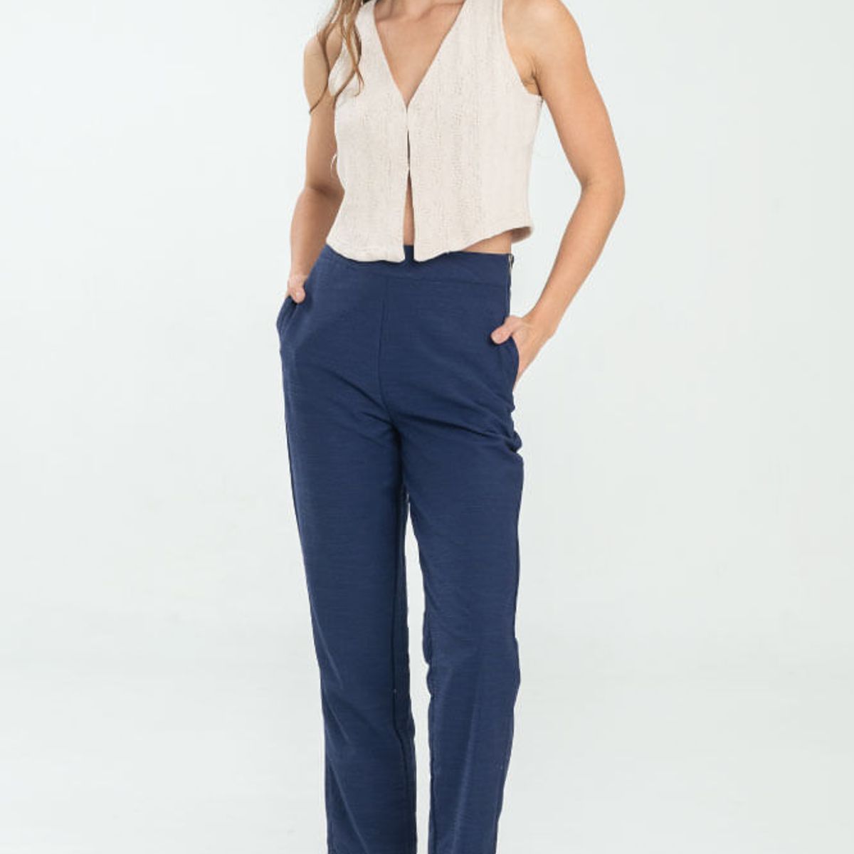 RAGGED - Pantalon lisa Azul oscuro Ragged.