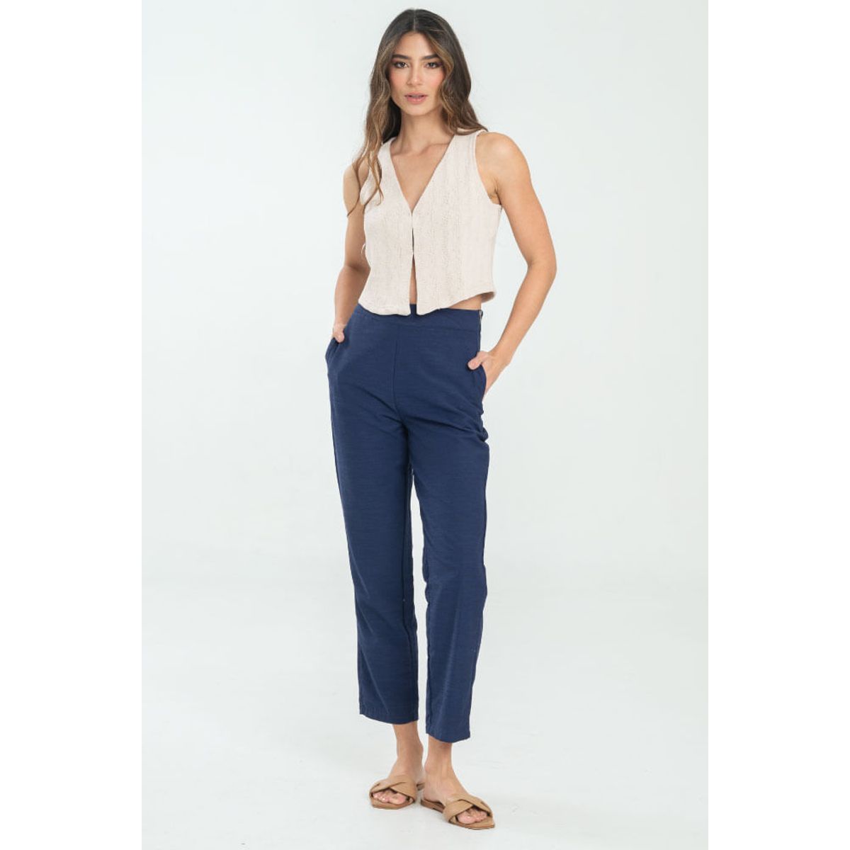 RAGGED - Pantalon lisa Azul oscuro Ragged.