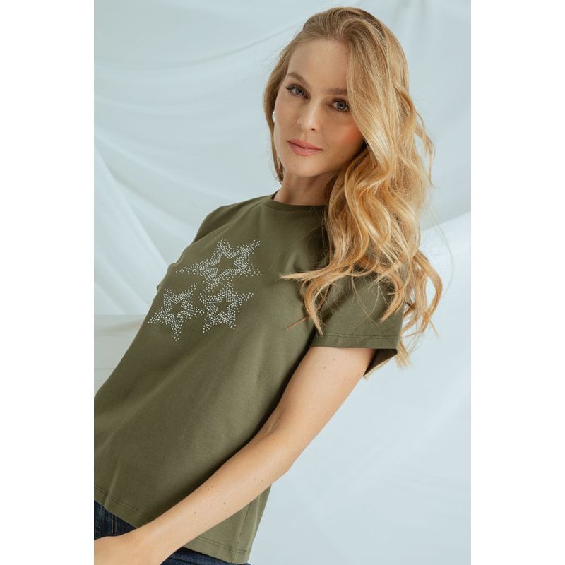 RAGGED - Camiseta estrellas Verde militar Ragged