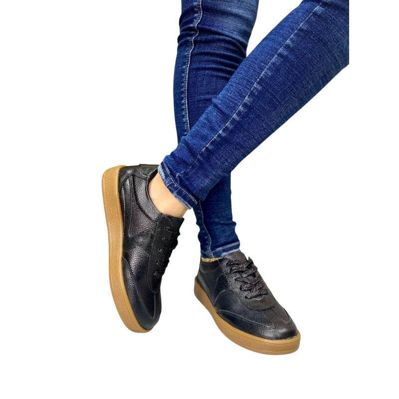EVEGONZ - Tenis Casual en Cuero Zapato Plano Comodo de Moda