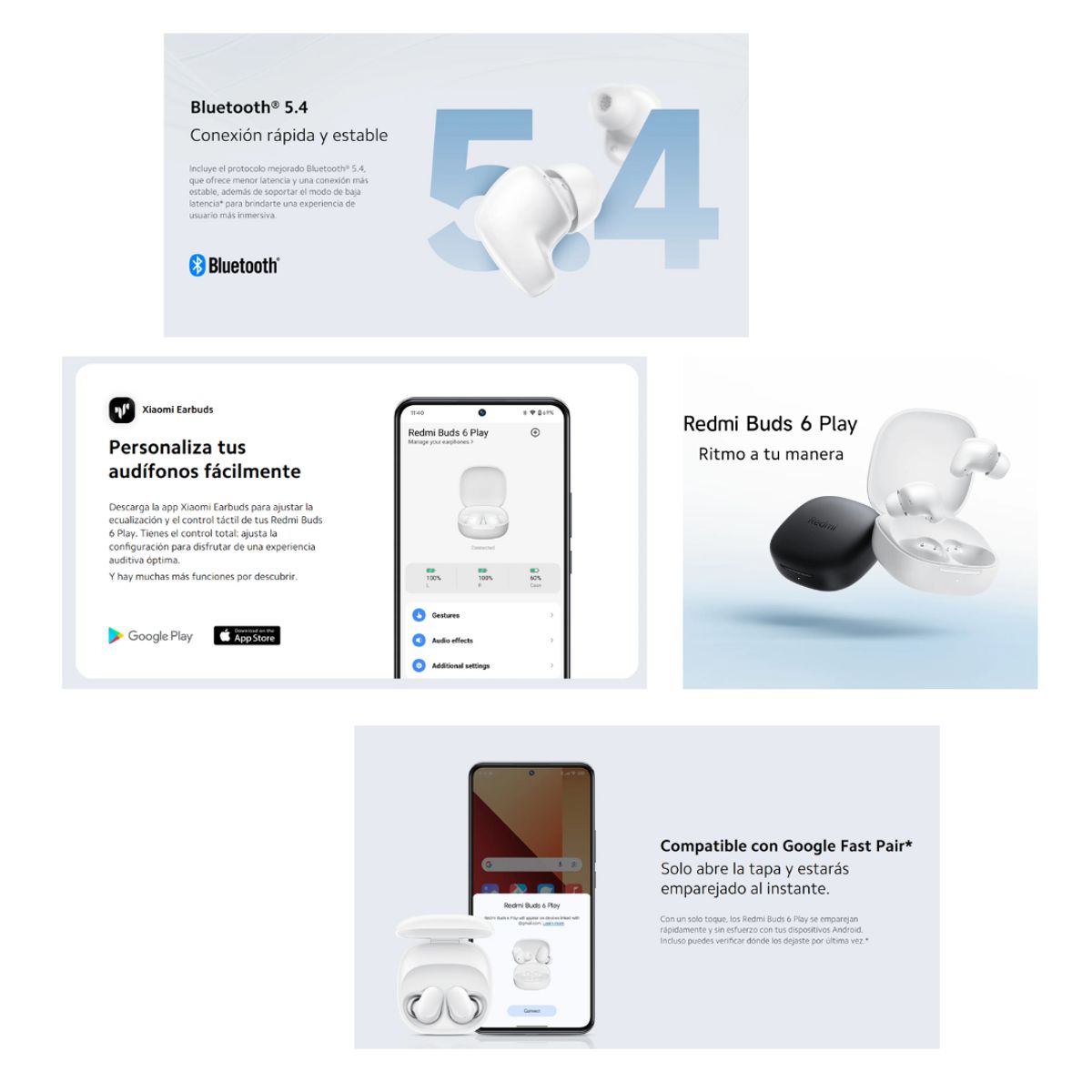 XIAOMI - Audifonos Redmi Buds 6 Play Color Negro