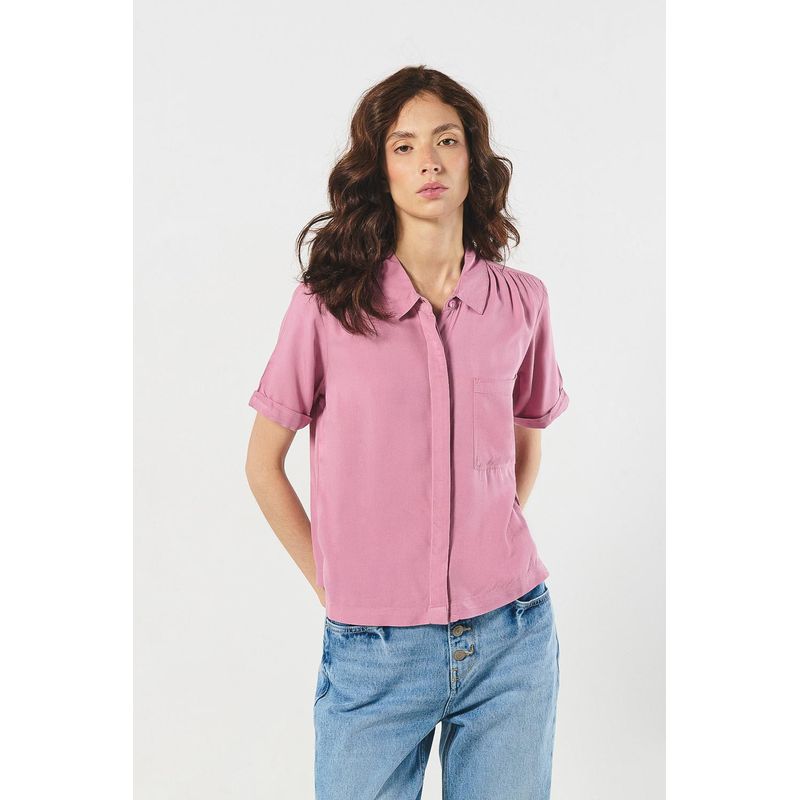 KOAJ - KOAJ BLUSA UNICOLOR/RAYON MEZCLA/ CAMISERA MANGA CORTA  CON  Mujer