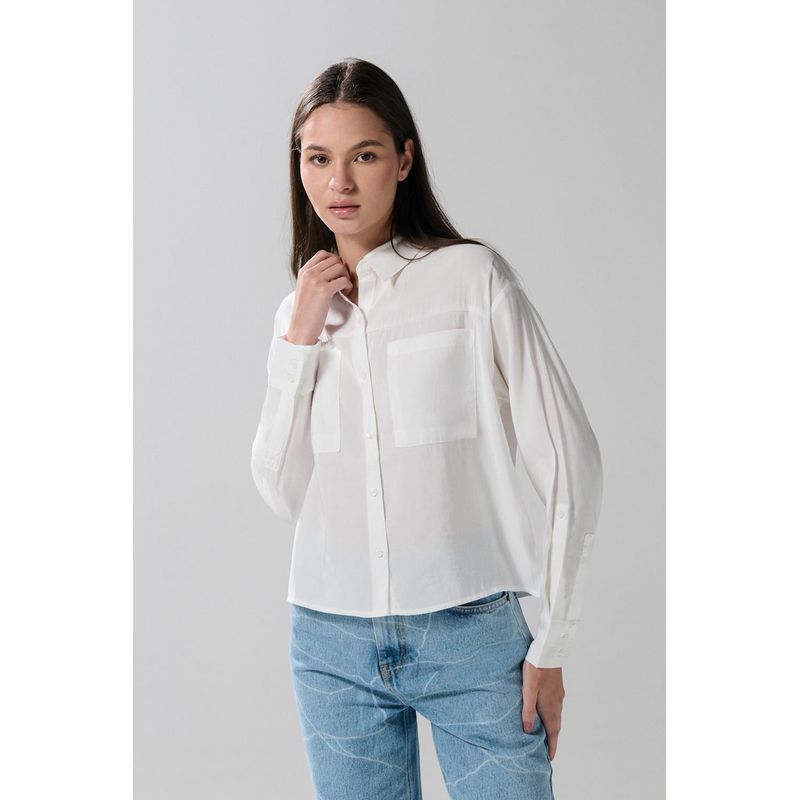 KOAJ - KOAJ BLUSA UNICOLOR/RAYON/POLIESTER/ CAMISERA BOLSILLOS MUJER