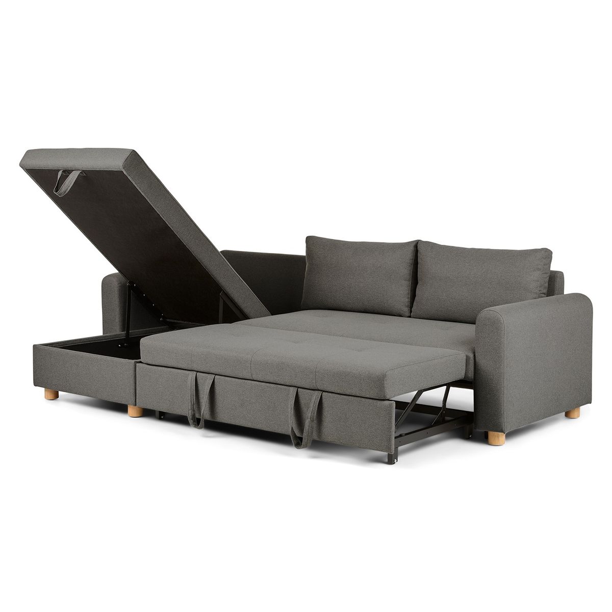 SOFA MARKET - Sofa Cama Cajon en L Izquierdo Katia Tela Gris Oscuro