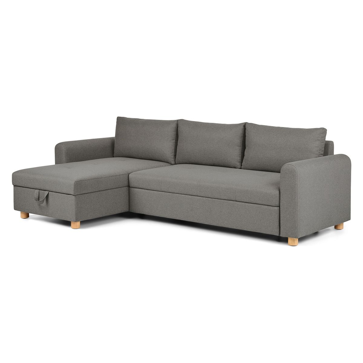 SOFA MARKET - Sofa Cama Cajon en L Izquierdo Katia Tela Gris Oscuro