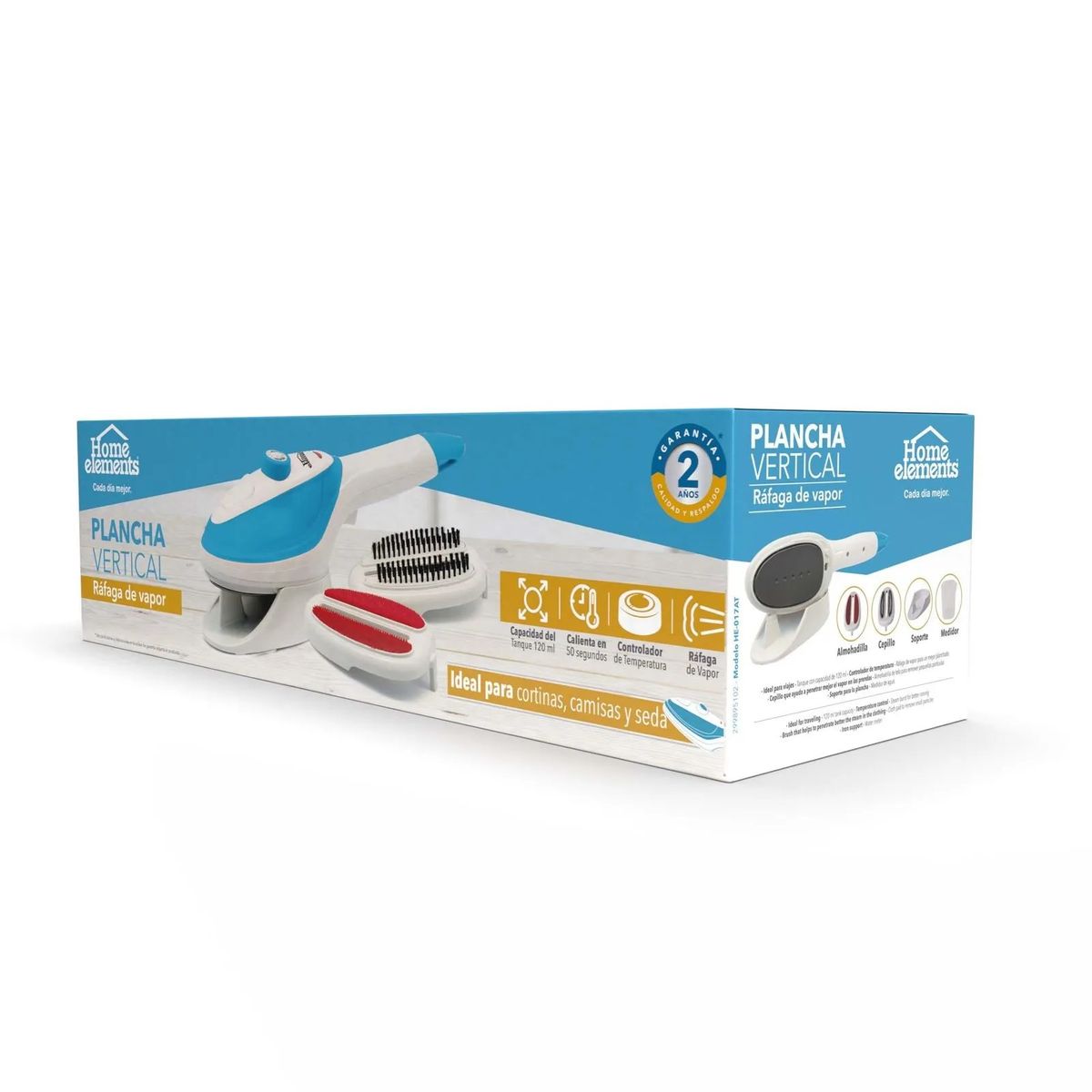 HOME ELEMENTS - Plancha A Vapor Vertical Home Elements He-017at Blanca 1kw