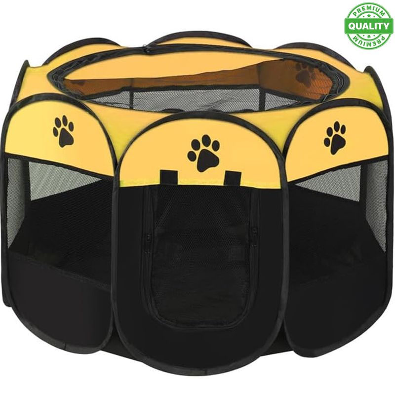 ONE PIXEL - Corral Para Mascotas Portátil NeroAmarillo 70x44x70 Cm