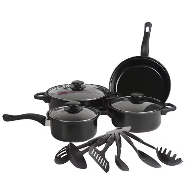 GENERICO - SET DE OLLAS Y SARTENES ANTIADHERENTES -UTENCILIOS DE COCINA 13 PIEZAS