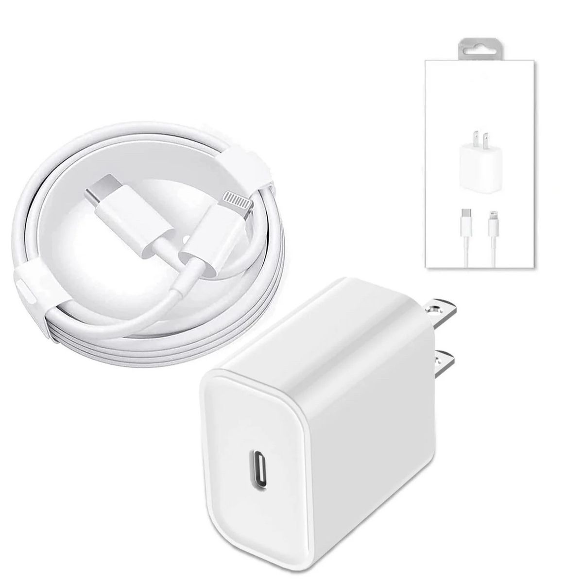 GENERICO - CARGADOR COMPATIBLE IPHONE + CABLE TIPO C - CARGA RÁPIDA 25W