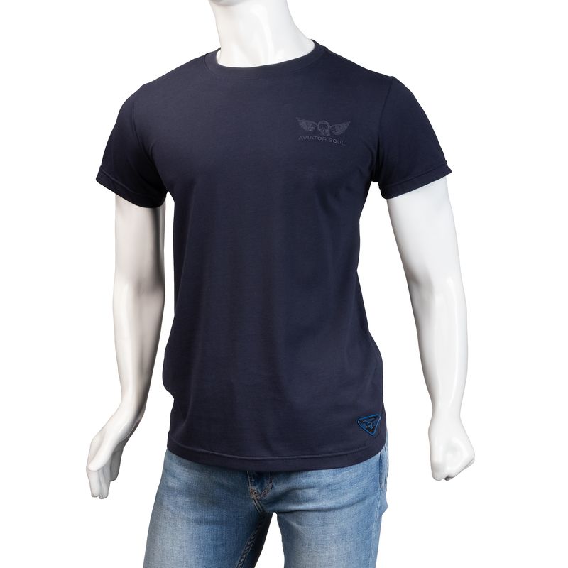 ALMA DE AVIADOR - Camiseta Cuello R  Alma de Aviador Azul LT Algodón Peruano