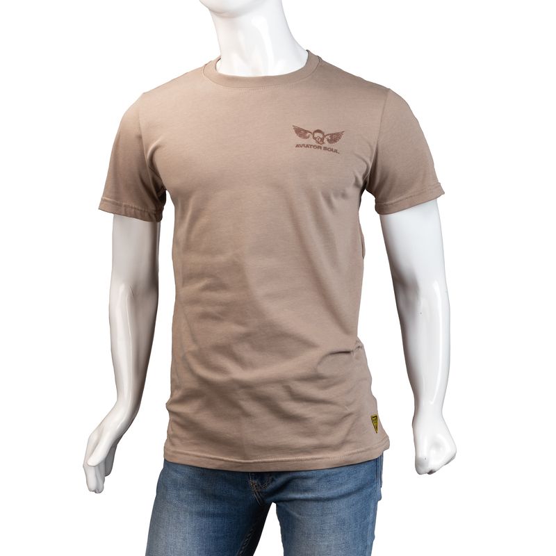 ALMA DE AVIADOR - Camiseta Cuello R  Alma de Aviador Café LT Algodón Peruano