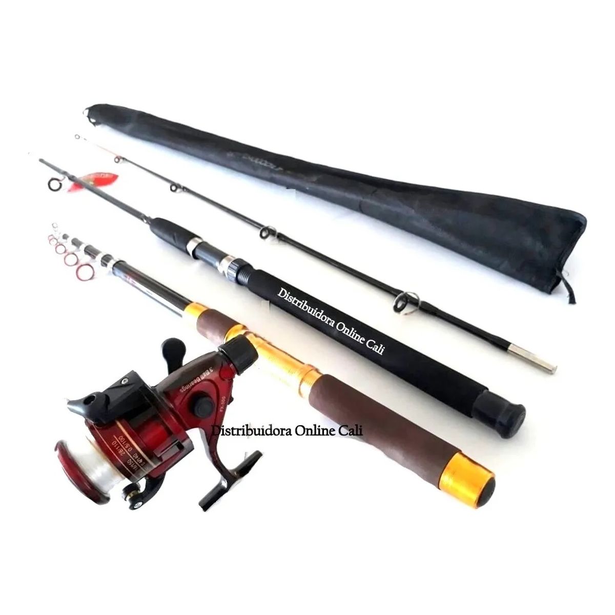 DEPORTIVA - Caña De Pescar Fibra De Vidrio + Caña 4metros+Carrete+Naylon
