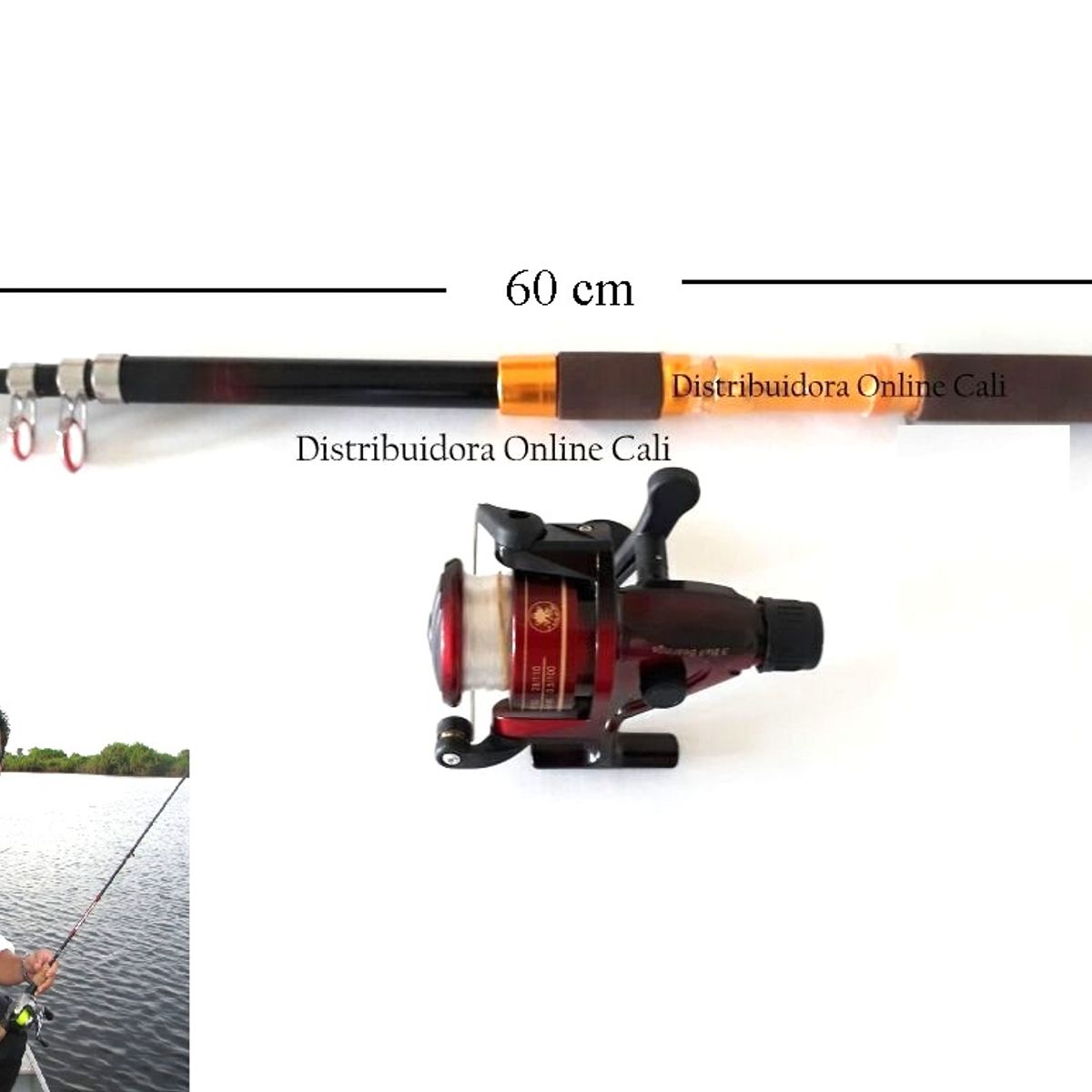 DEPORTIVA - Caña De Pescar Fibra De Vidrio + Caña 4metros+Carrete+Naylon