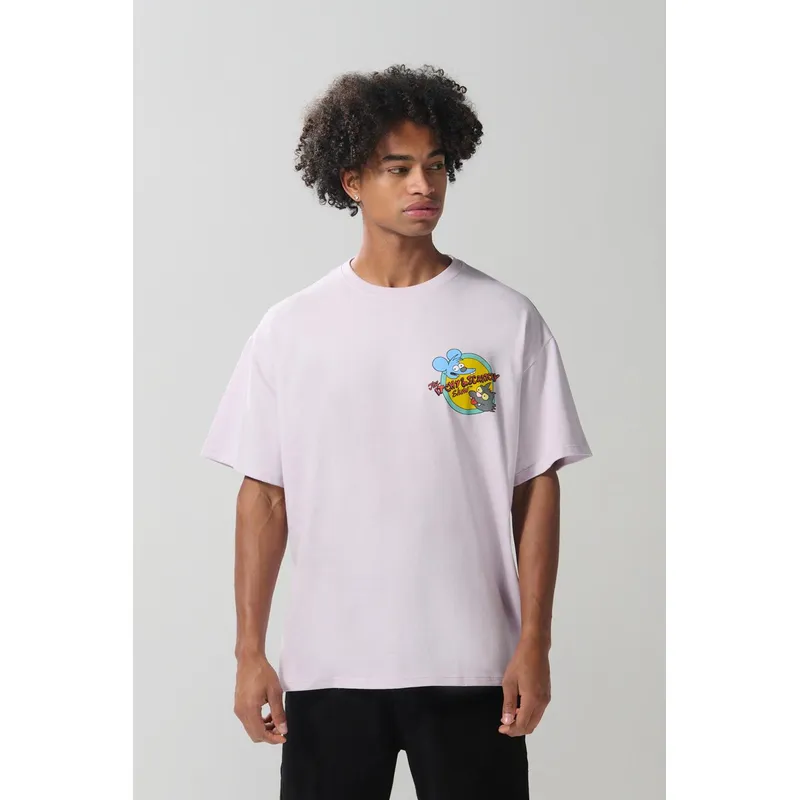 KOAJ - KOAJ Camiseta lila oversize manga corta de Los Simpson Hombre