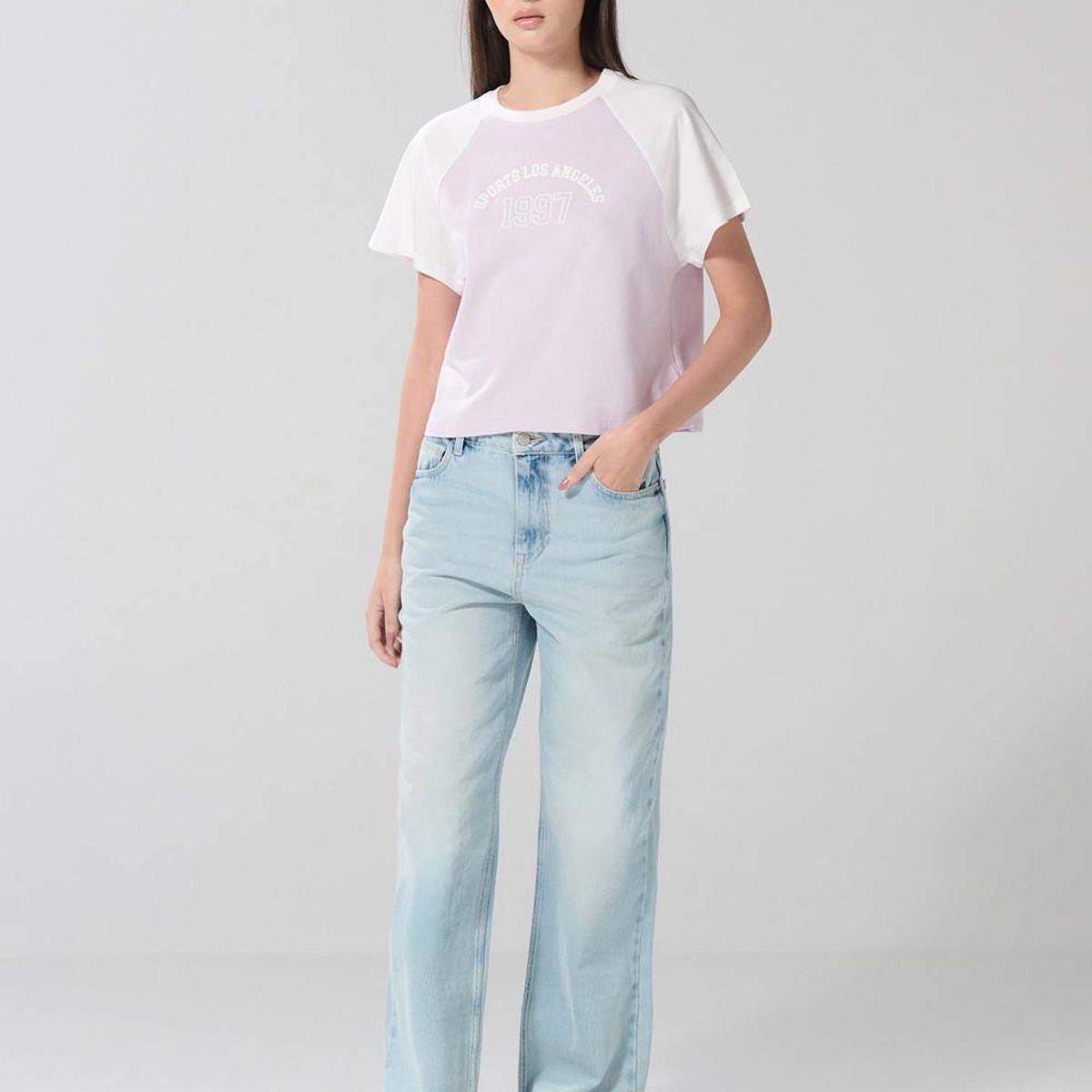 KOAJ - KOAJ Camiseta college lila clara con manga ranglan corta Mujer