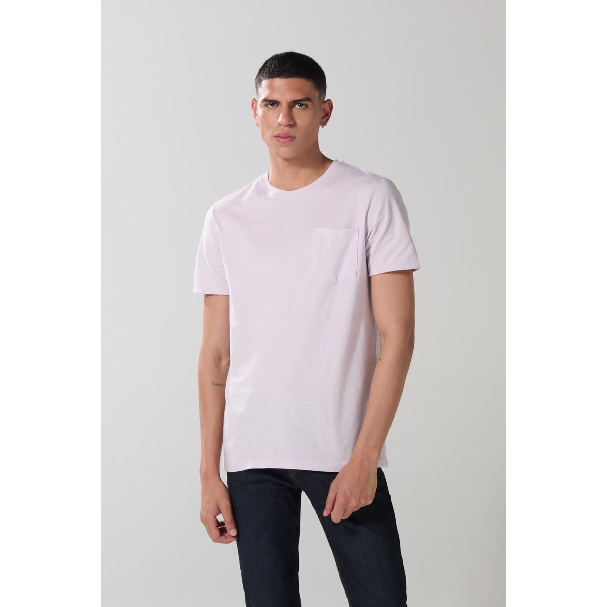 KOAJ - KOAJ Camiseta en algodón unicolor manga corta con bolsillo Hombre