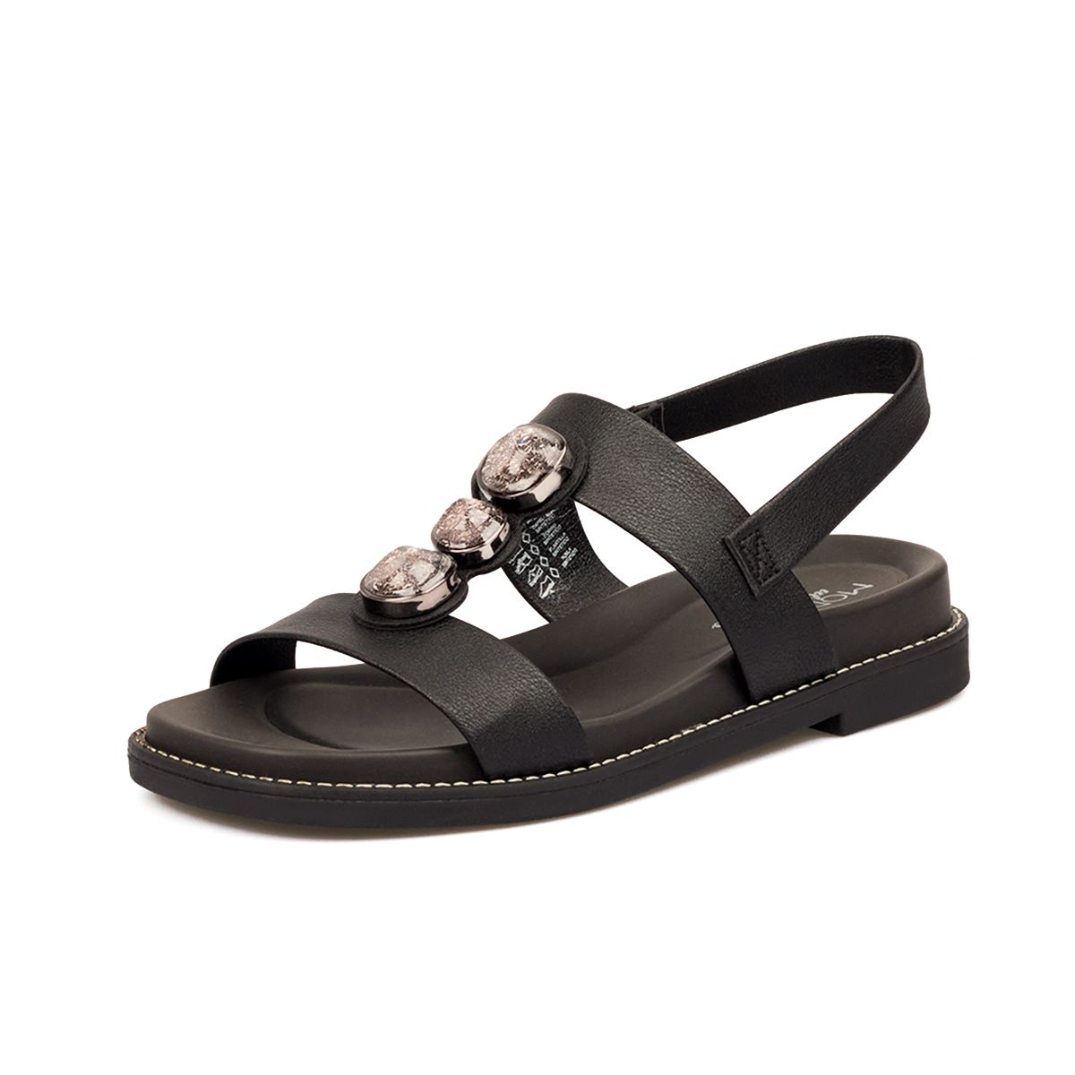 MODARE - SANDALIA PLANA NEGRO CRISTAL MODARE