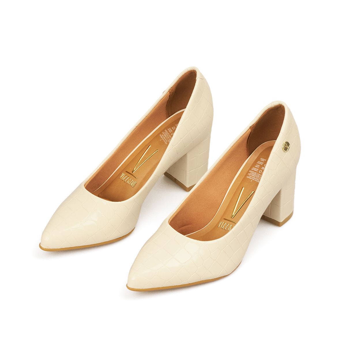 VIZZANO - TACON MEDIO VERNIZ CROCO MARFIL VIZZANO