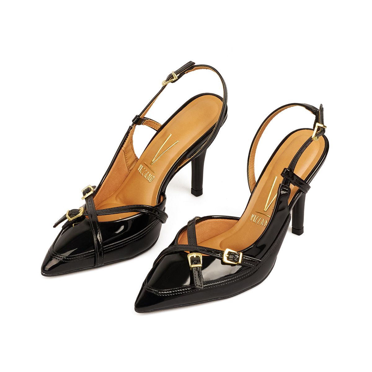 VIZZANO - TACON ALTO VERNIZ NEGRO DORADO VIZZANO