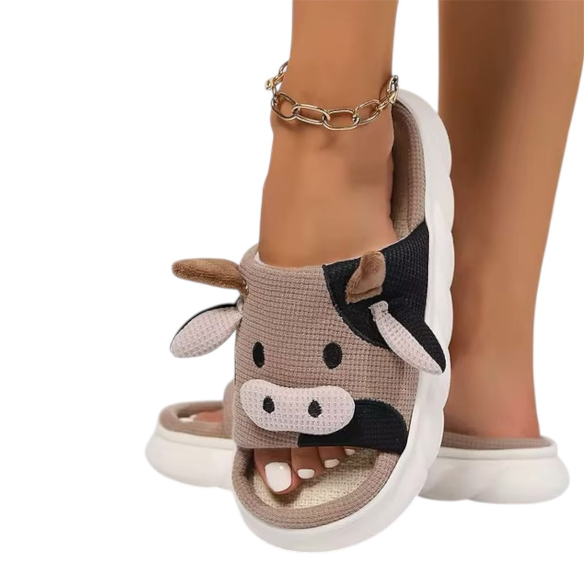 MULTIPLACE COLOMBIA - Pantuflas de vaca para mujer de peluche importadas-
