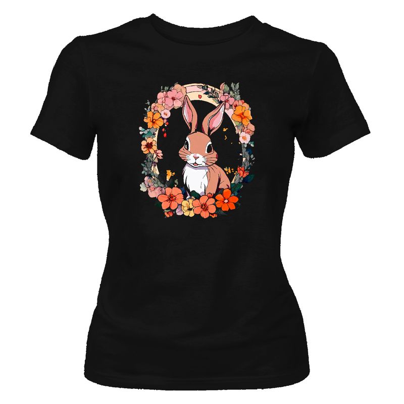 CREACIONES NU CROWN - Camiseta Conejo y Flores Dama mujer Original Nu Crown