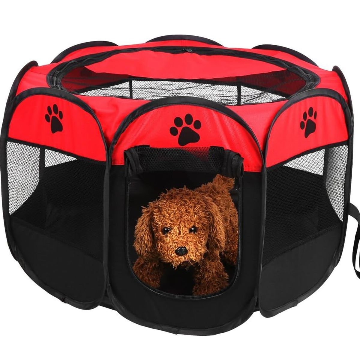 ONE PIXEL - Corral Para Mascotas Portátil NeroRojo 70x44x70 Cm