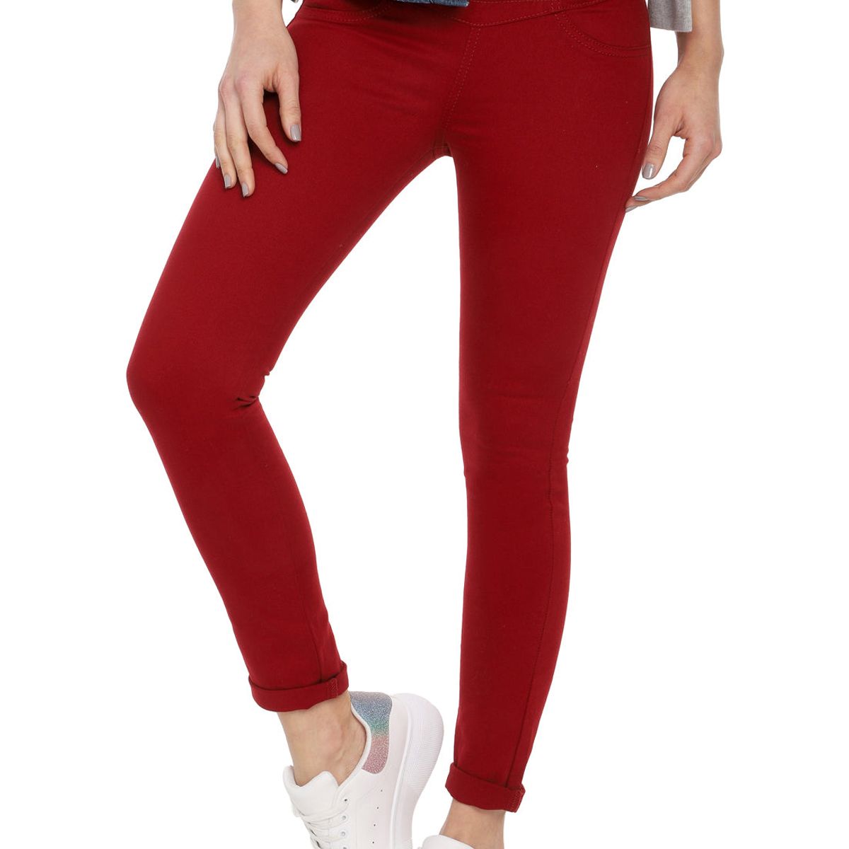 LEC LEE - Leggins para Mujer - Rojo Oscuro 8