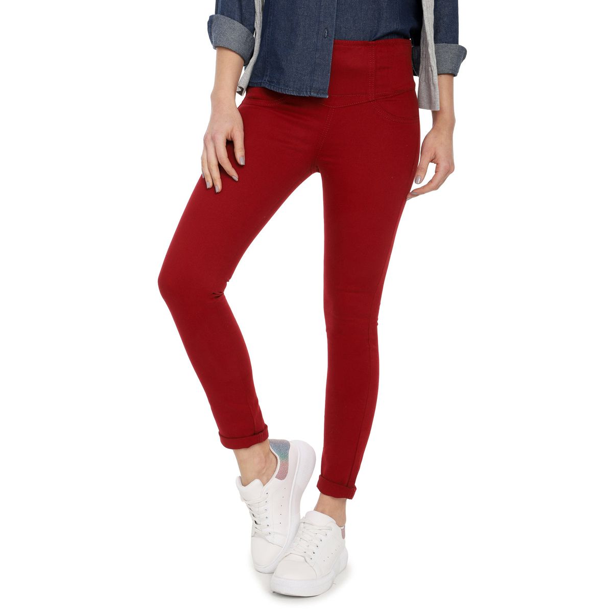 LEC LEE - Leggins para Mujer - Rojo Oscuro 8