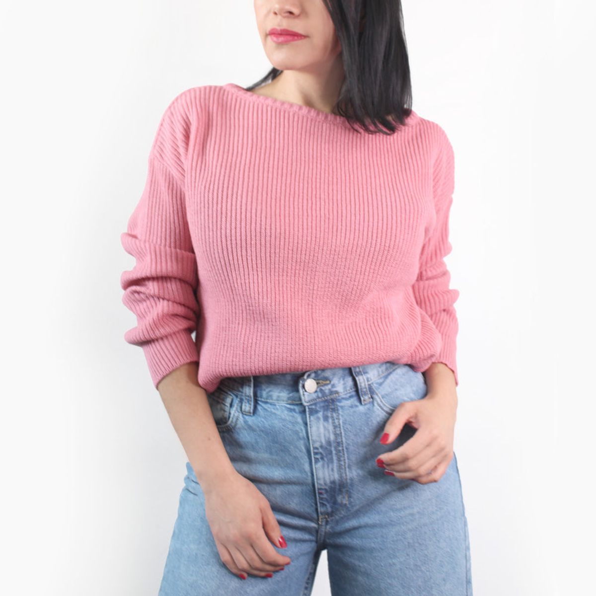 LEC LEE - Su?ter Cuello Bandeja Mujer Lec Lee Rosado L