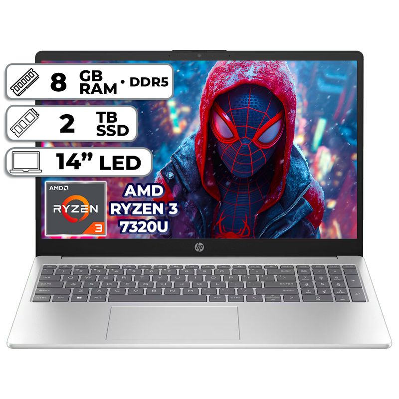 HP - PORTATIL HP AMD RYZEN 3 7320U 8GB RAM 2TB SSD PANTALLA 14" LED