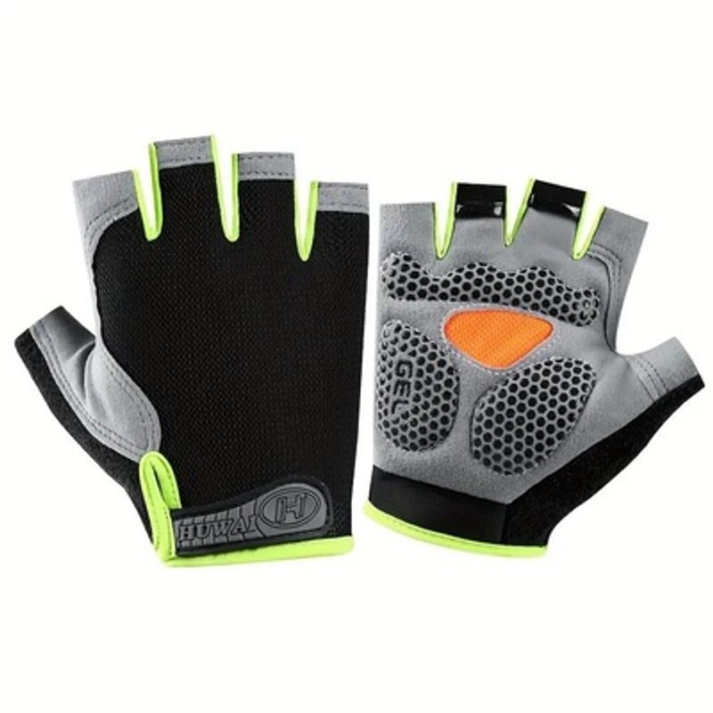 GENERICO - GUANTES CICLISMO MEDIO DEDO TALLA XL - COLOR NEGRO - VERDE