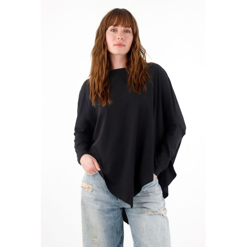 TENNIS - Camiseta manga larga negra para mujer