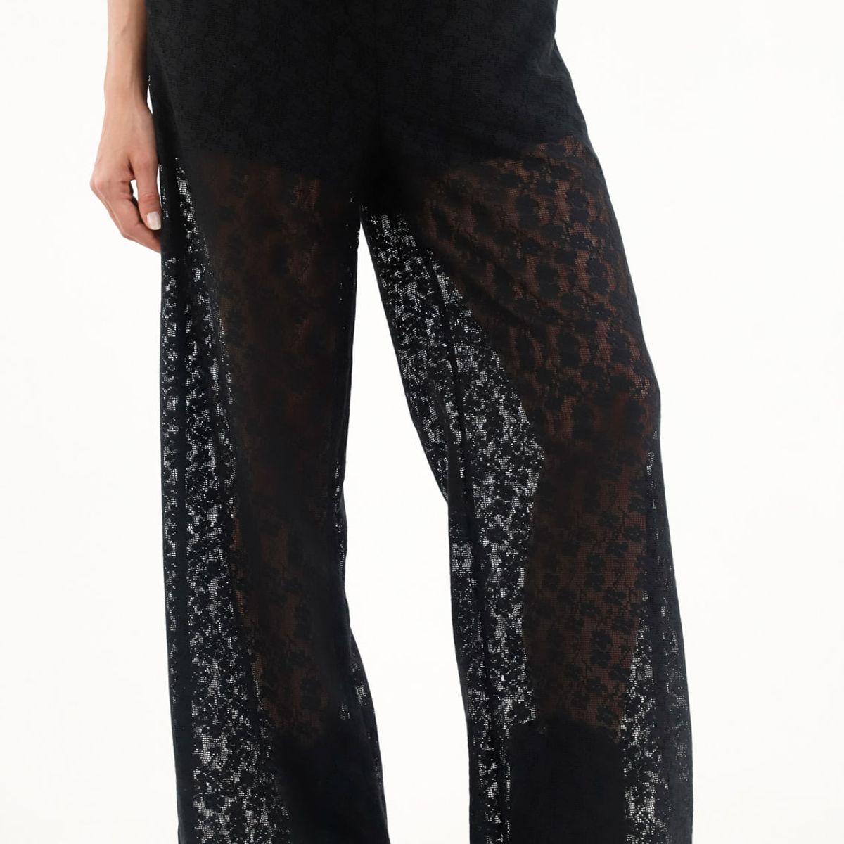 TENNIS - Pantalón Recto negro en encaje para mujer