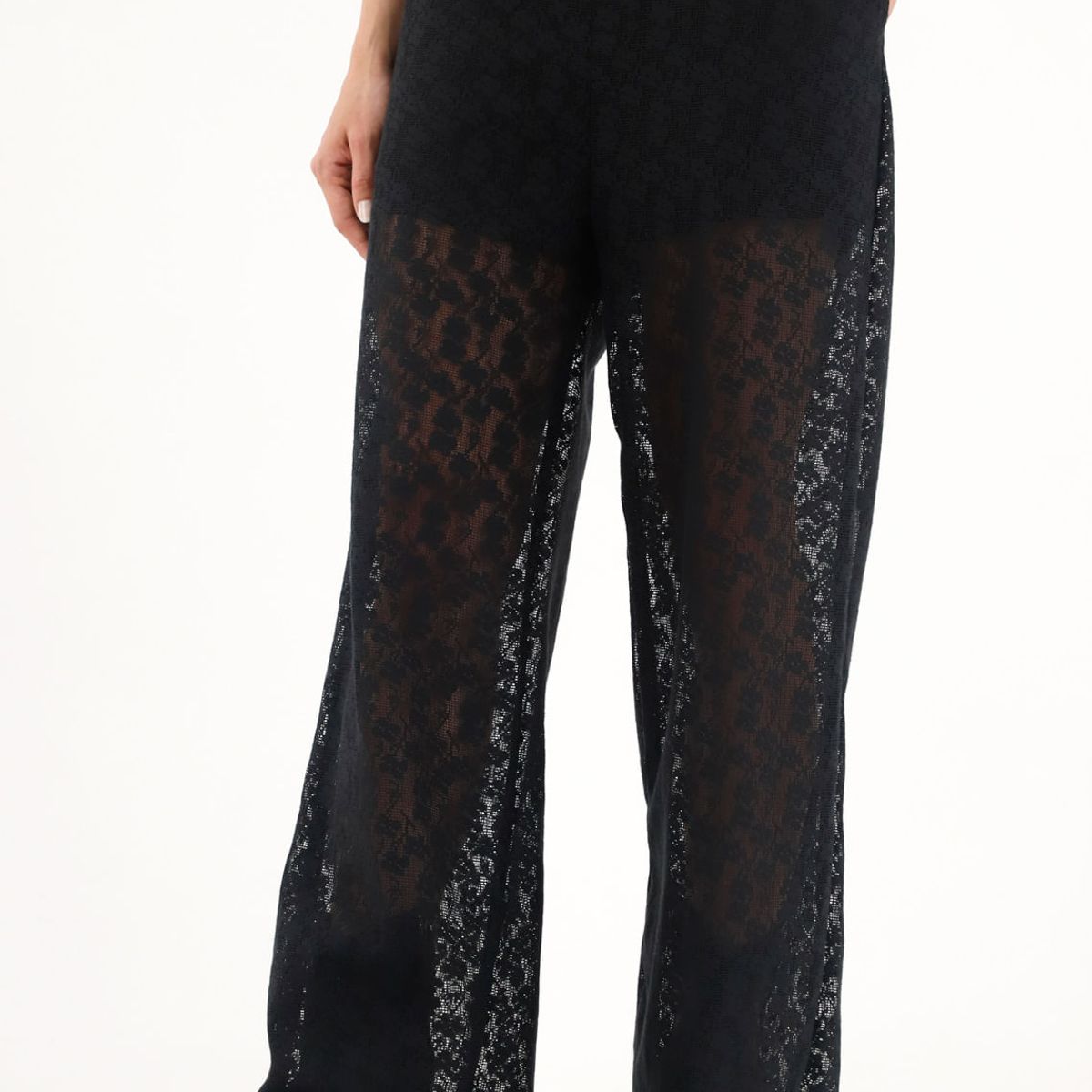 TENNIS - Pantalón Recto negro en encaje para mujer