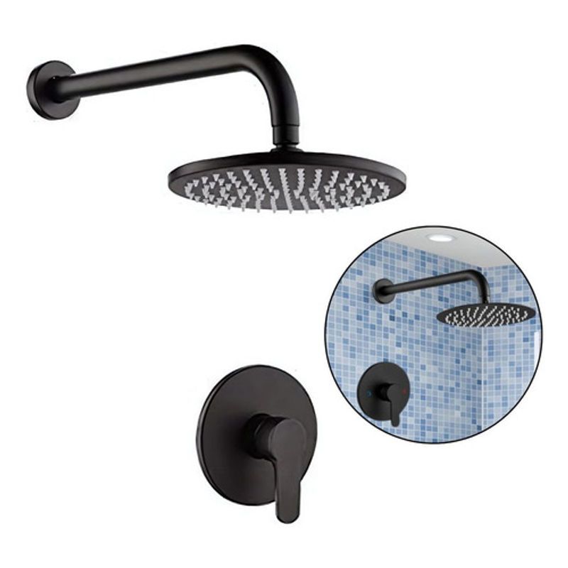 GENERICO - Set Ducha Monocontrol Negro Metálico Redonda  Regadera 20cm