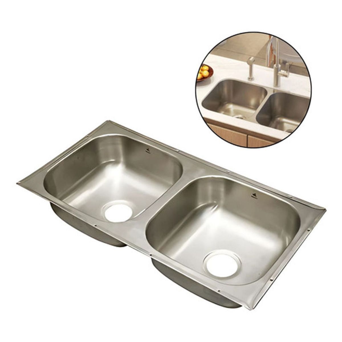 GENERICO - Lavaplatos Doble Acero Inoxidable Submontar 82x43cm