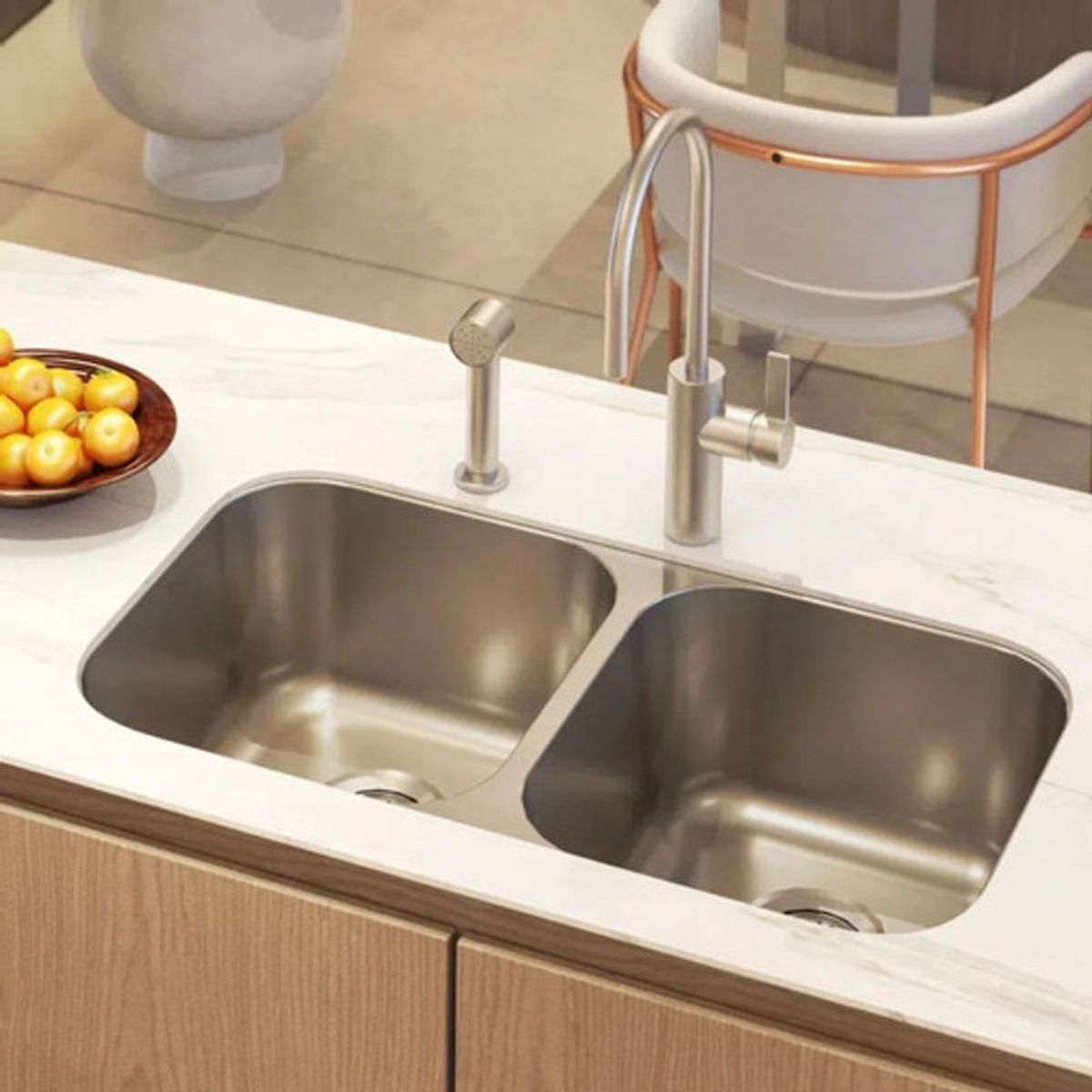 GENERICO - Lavaplatos Doble Acero Inoxidable Submontar 82x43cm