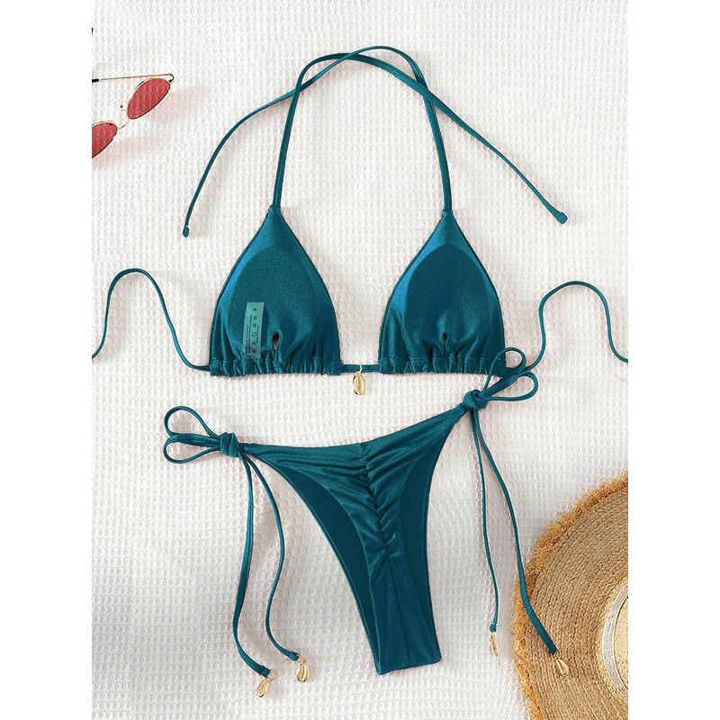 GENERICO - Bikini de 2 piezas Azul metalizado