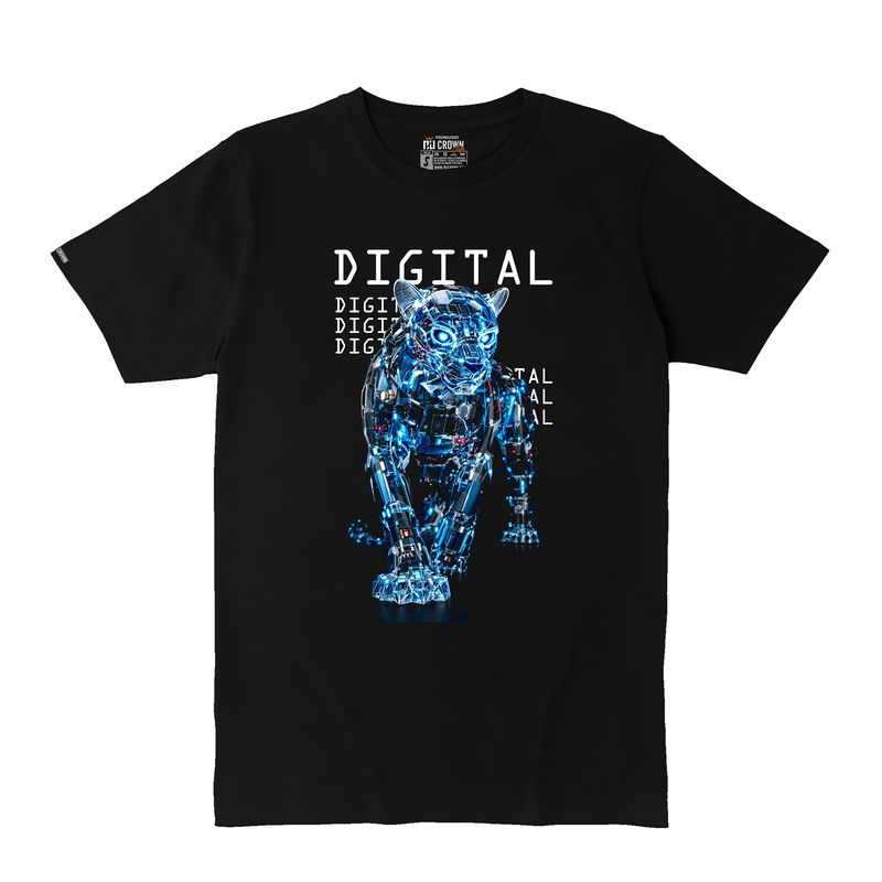 CREACIONES NU CROWN - Camiseta Hombre Gato Pantera Felino DIGITAL Color Negro  Nu Crown