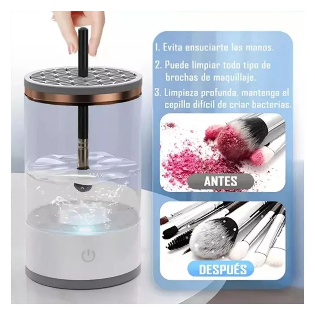 GENERICO - Limpiador De Brochas De Maquillaje Electrico Maquina Limpiadora