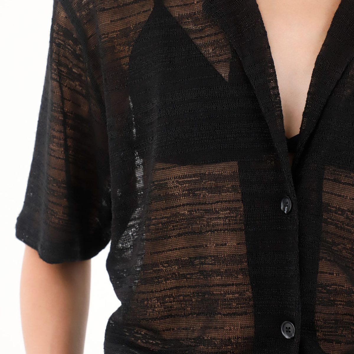 TENNIS - Camiseta negra tipo bowling para mujer