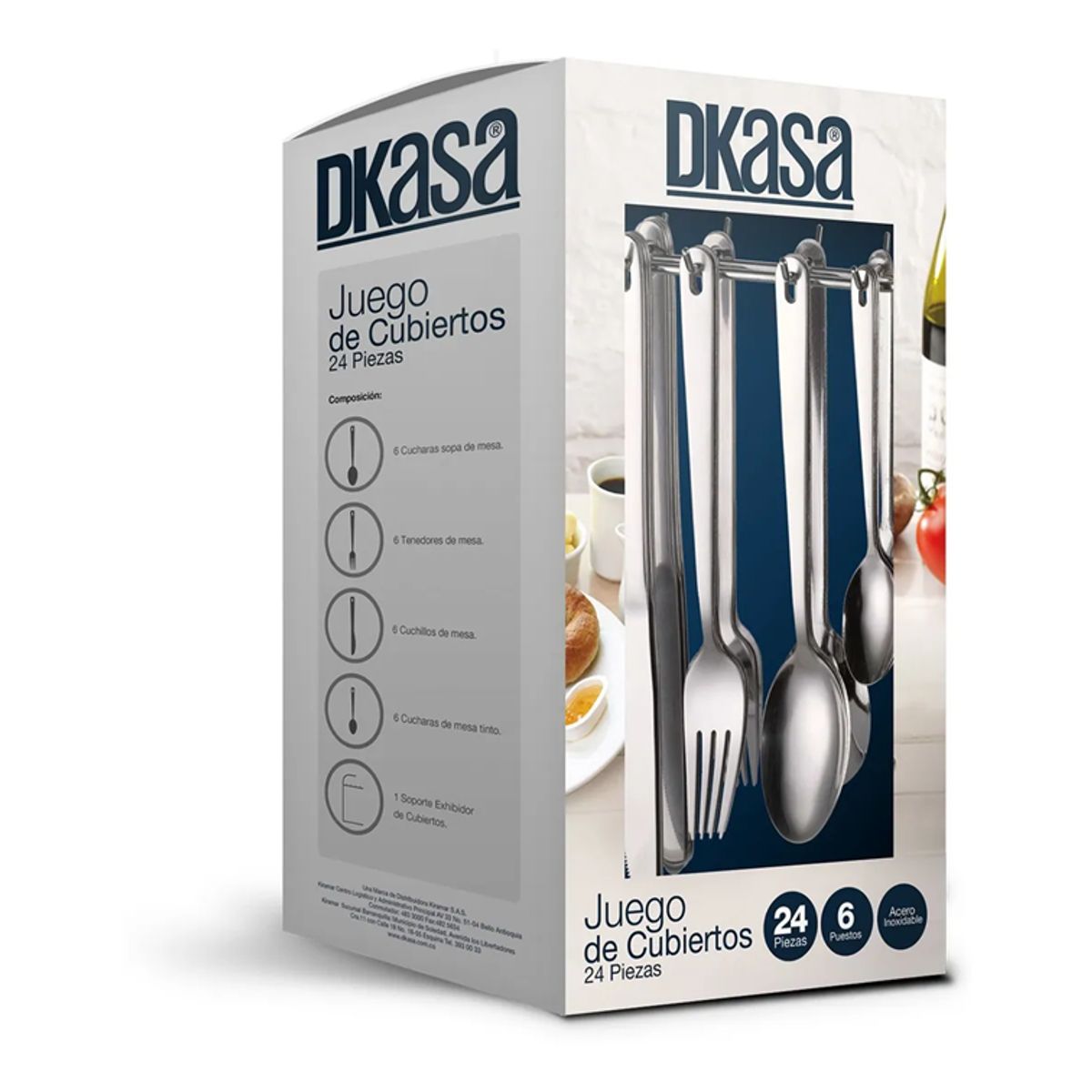 DKASA - Juego de Cubiertos Dkasa Con Soporte 24 Piezas en Acero Inoxidable A166