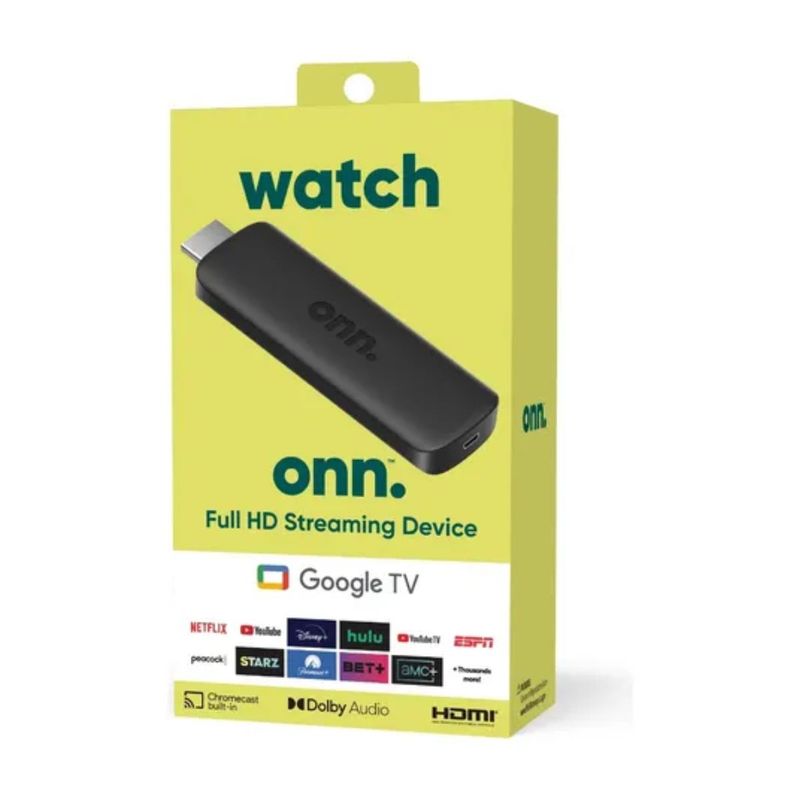 GENERICO - Onn 2k Fhd Streaming Stick Con Google Tv Color Negro Tipo De Control Remoto De Voz