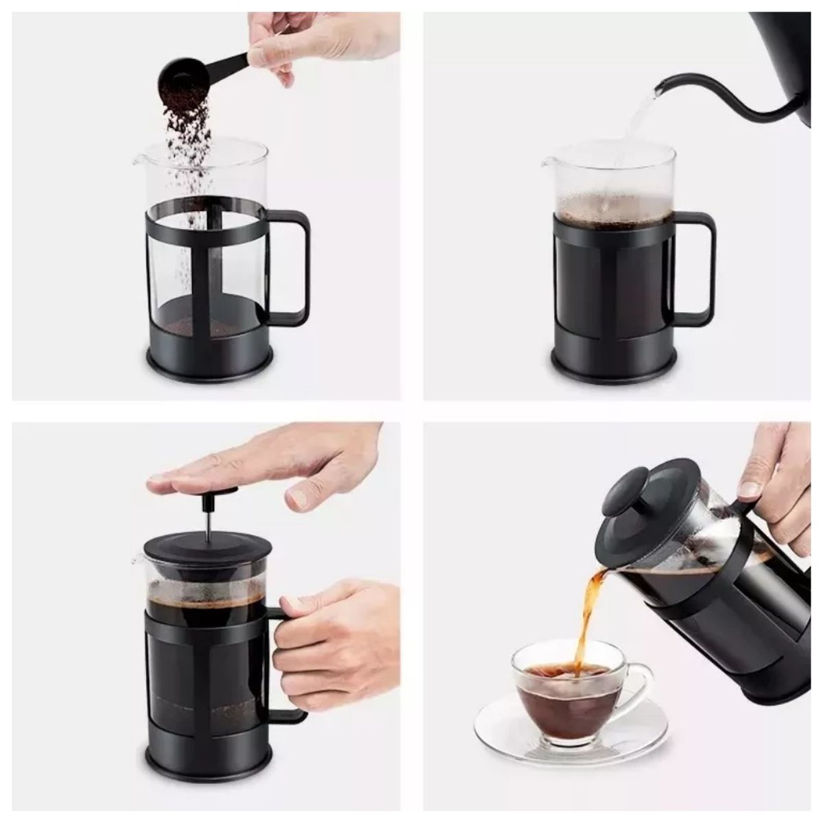 GENERICO - Prensa Francesa 350ml Cafetera En Vidrio Filtro En Acero Inoxidable