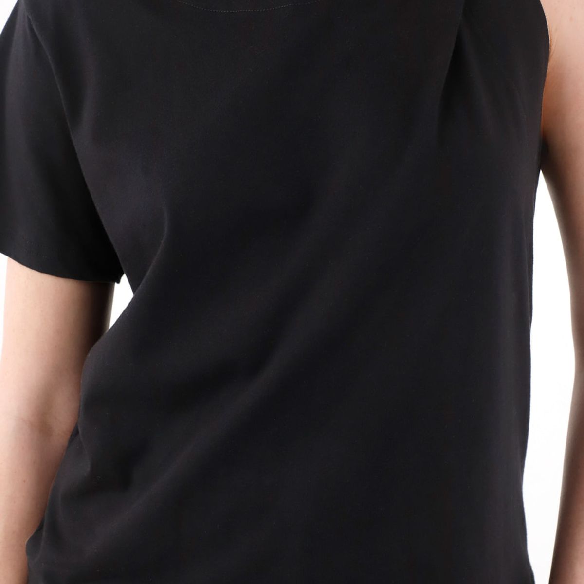TENNIS - Camiseta con detalle entorchado en hombro negra para mujer