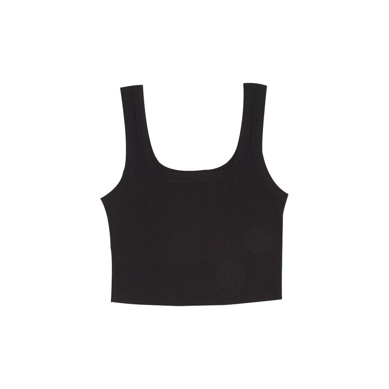 TOPMARK - Camiseta negra manga sisa con escote cuadrado para mujer