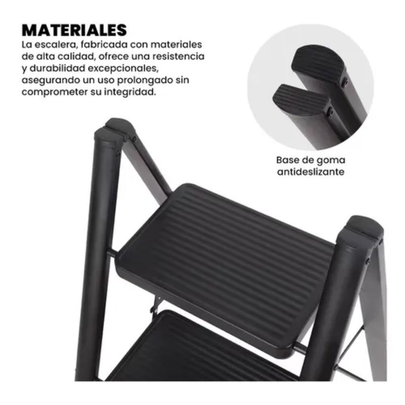 GENERICO - Escalera negra plegable 3 escalones