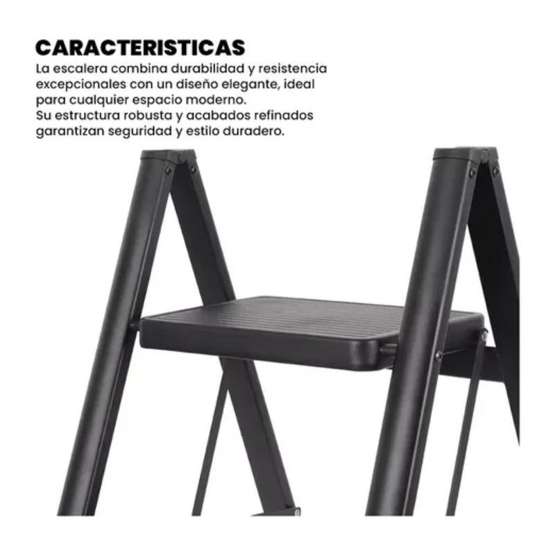 GENERICO - Escalera negra plegable 3 escalones