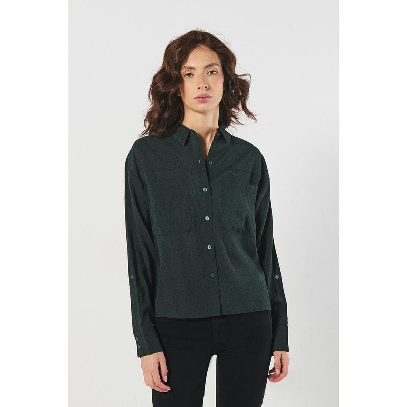 KOAJ - KOAJ BLUSA ESTAMPADA/RAYON POLIESTER/ CAMISERA BOLSILLOS MUJER